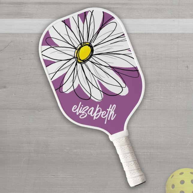 Whimsical Daisy - orchid - trendy script name Pickleball Schläger (Von Creator hochgeladen)