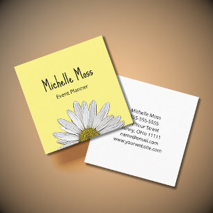 Whimsical Daisy Simple Botanical Niedlich Yellow Quadratische Visitenkarte