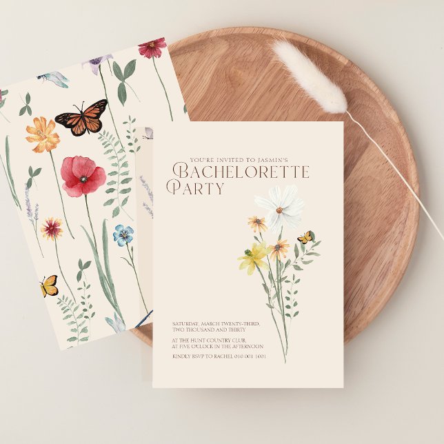 Whimsical Daisy Wildblume Junggeselinnen-Abschied Einladung (Whimsical Daisy Wildflower Bachelorette Party Invitation)