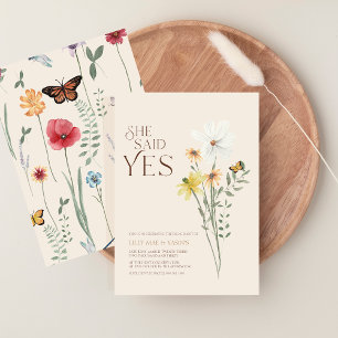 Whimsical Daisy Wildblume Sie sagte ja Verlobung Einladung