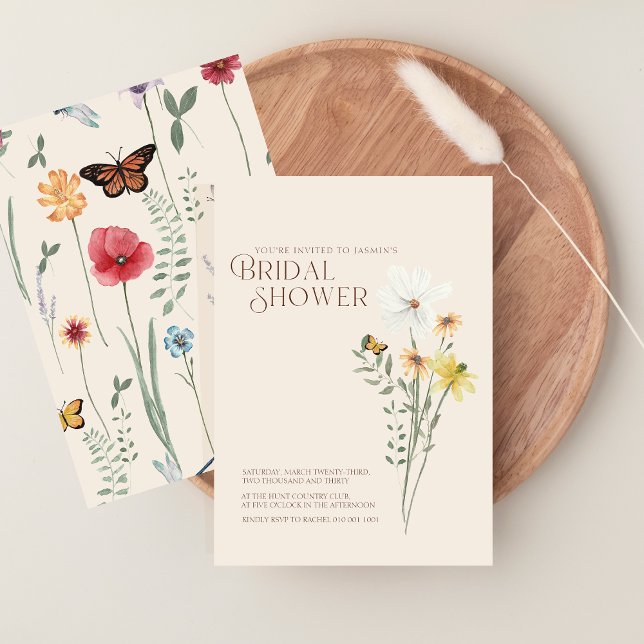 Whimsical Daisy Yellow Wildblumen Brautparty Einladung (Whimsical Daisy Yellow Wildflowers Bridal Shower Invitation)