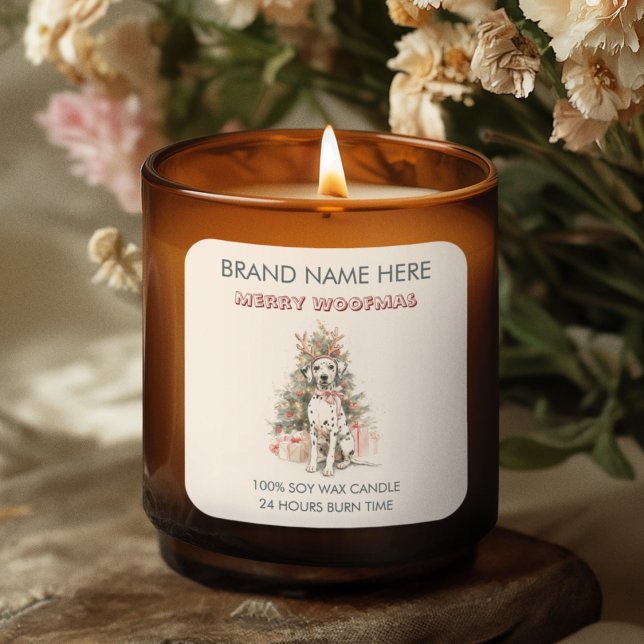 Whimsical Dalmatian Dog Christmas Labels Quadratischer Aufkleber (Von Creator hochgeladen)