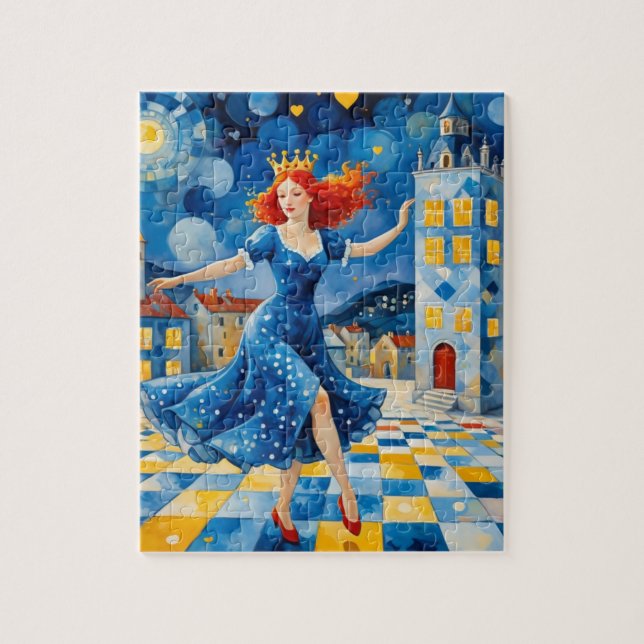 Whimsical Dancing Lady mit rotem Haar Puzzle (Vertikal)