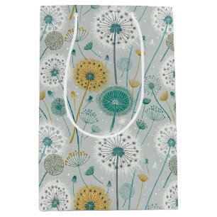 Whimsical Dandela - Gelb, Weiß und Aquamarin Mittlere Geschenktüte