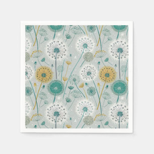Whimsical Dandela - Gelb, Weiß und Aquamarin Serviette