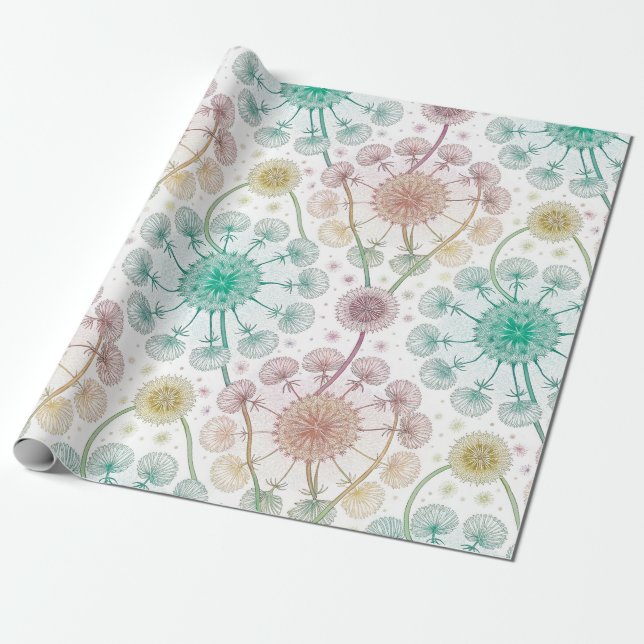 Whimsical Dandelion Breeze - Pastel Botanical Geschenkpapier (Ungerollt)
