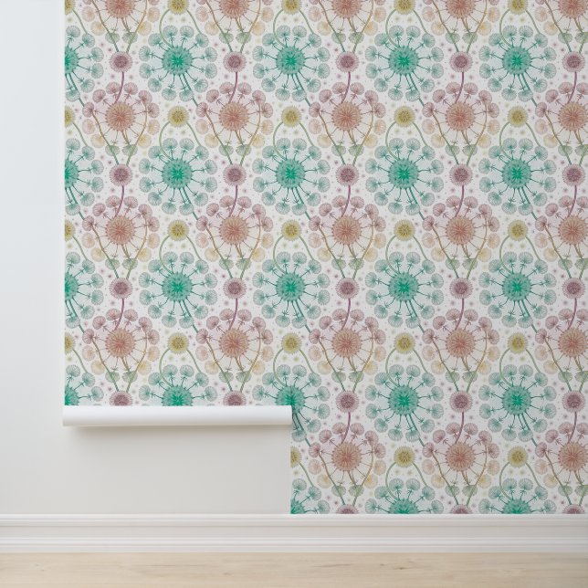 Whimsical Dandelion Breeze - Pastel Botanical Tapete (Anwendung)
