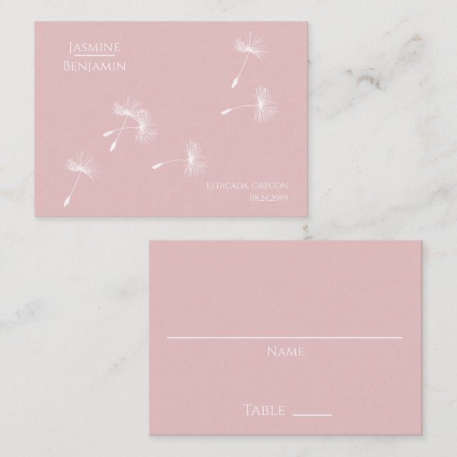 Whimsical Dandelion Wedding Place / Escort Card Platzkarte (Vorne/Hinten)
