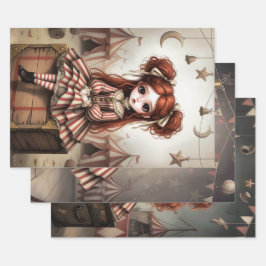 Whimsical Dark Circus Doll Geschenkpapier Set