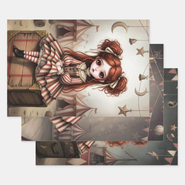 Whimsical Dark Circus Doll Geschenkpapier Set (Set)
