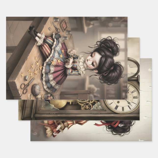 Whimsical Dark Circus Doll Geschenkpapier Set (Set)