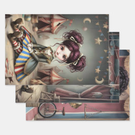 Whimsical Dark Circus Doll Geschenkpapier Set