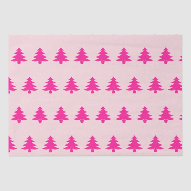 Whimsical Deep Pink Weihnachtsbäume Pink pink Seidenpapier (Vorderseite)