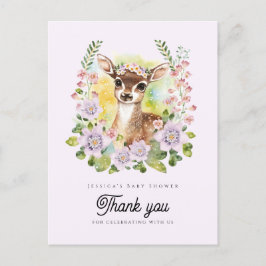 Whimsical Deer Baby Dusche Danke Postcard Postkarte
