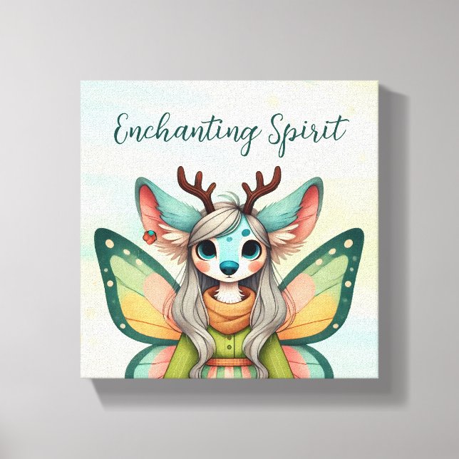 Whimsical Deer Fairy Leinwand Kunst, Dichtung und  (Vorderseite)