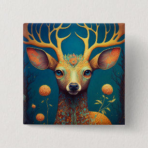 Whimsical Deer Fantasy Art Button