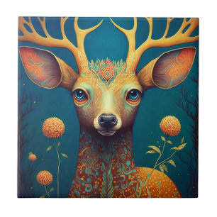 Whimsical Deer Fantasy Art Fliese