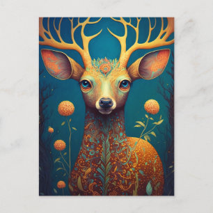Whimsical Deer Fantasy Art Postkarte
