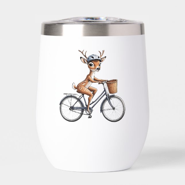 Whimsical Deer Riding a Bicycle - Hand Gezeichnet (Vorderseite)