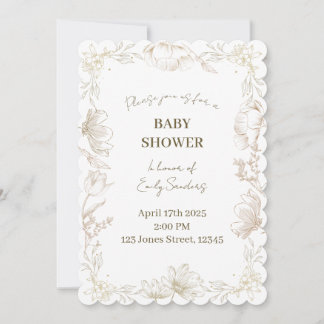 Whimsical Delft Blumen Baby Shower | Geschlechtsen Einladung