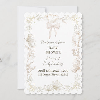 Whimsical Delft Floral Baby Shower Invite Einladung