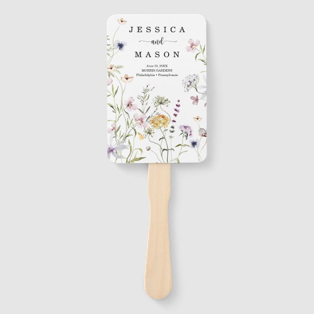 Whimsical Delicate Wildblume Wedding Program Fan Fächer (Vorderseite)