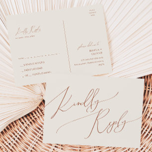 Whimsical Desert Beige Hochzeits-RSVP Postkarte