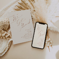 Whimsical Desert | Beige Hochzeitsankündigung