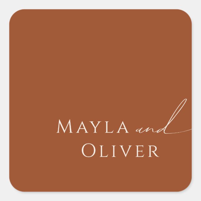 Whimsical Desert Terracotta Wedding Umschlag Aufkl Quadratischer Aufkleber (Vorderseite)