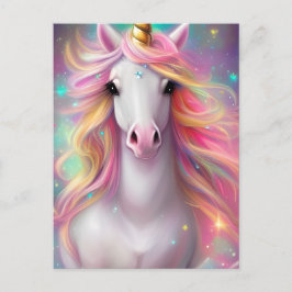 Whimsical Detasy Fantasy Niedlich Kawaii Einicorn Postkarte