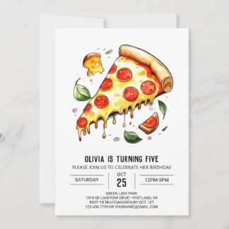 Whimsical Digital Pizza Geburtstag Einladung