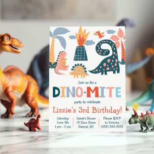 Whimsical Dino-Mite Dinosaur Themed Birthday Party Einladung