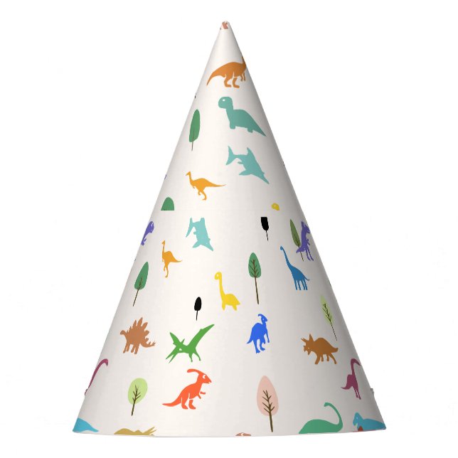 Whimsical Dinosaurier Princess Birthday Partyhütchen (Vorderseite)