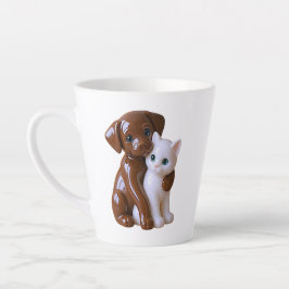 Whimsical Dog Cat Illustration Milchtasse