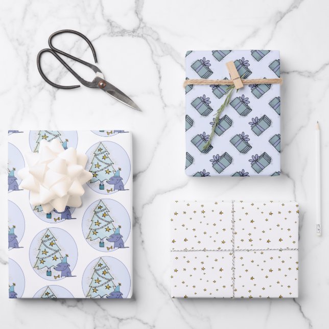 Whimsical Dog Christmas Geschenkpapier Set (Vorderseite)