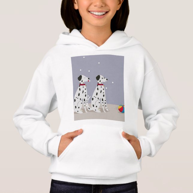 Whimsical Dog & Rolling Colors Kunstdruck Hoodie (Vorderseite)