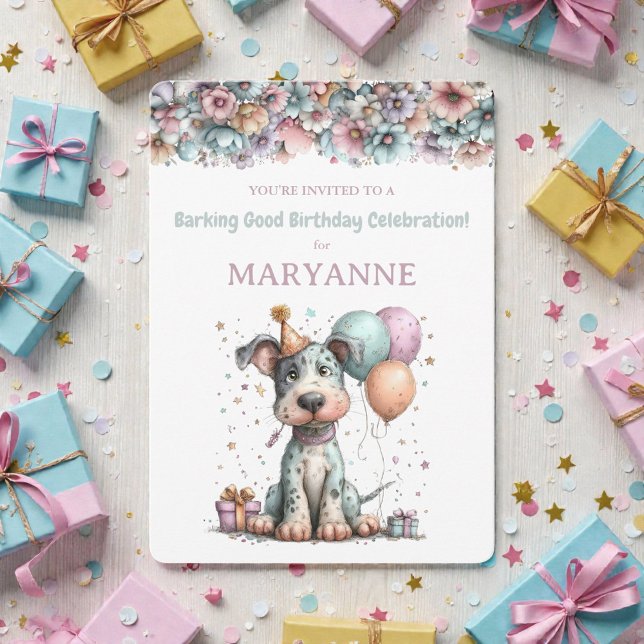Whimsical Dog Watercolor Birthday Invitation Einladung (Von Creator hochgeladen)
