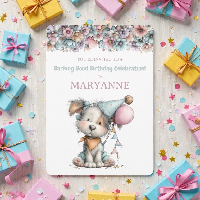 Whimsical Dog Watercolor Birthday Invitation Einladung (Von Creator hochgeladen)