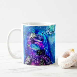 Whimsical Dolphin Blue Aquamarin Coastal Nautic Kaffeetasse