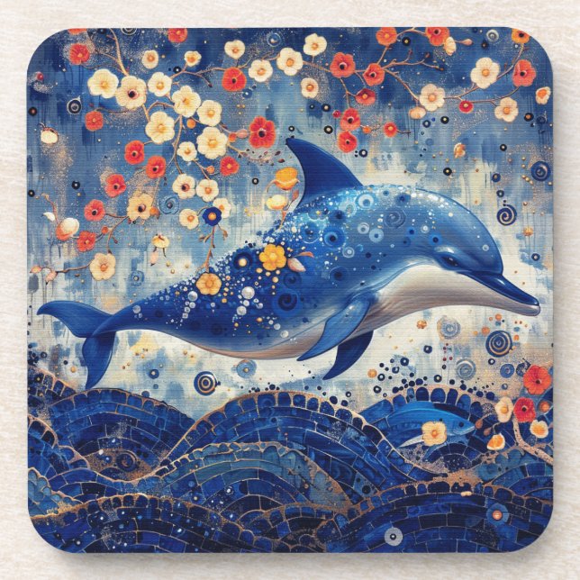 Whimsical Dolphin Getränkeuntersetzer (Vorderseite)