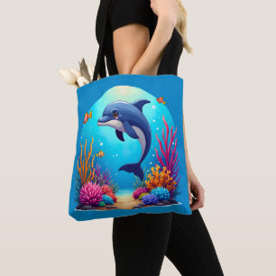 Whimsical Dolphin in einem lebendigen Korallenriff
