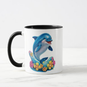 Whimsical Dolphin Splash Tasse