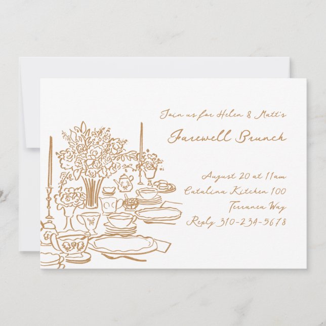 Whimsical Doodle Abschiedsbrunch Einladung (Vorderseite)