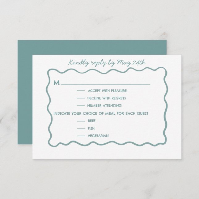 Whimsical doodle blue wedding Response Card RSVP Karte (Vorne/Hinten)