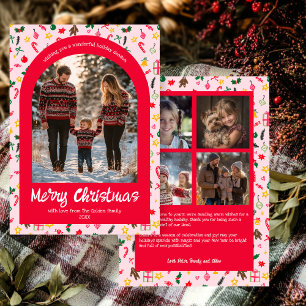 Whimsical Doodle Christmas Custom Arch 5 Foto Feiertagskarte