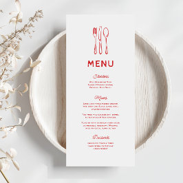 Whimsical Doodle Cutlery Wedding Menu Menükarte