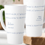 Whimsical Doodle French Blue Wedding Party Milchtasse<br><div class="desc">Hochzeitsgeschenk für Ihren Trauzeuge, Trauzeugen, Eltern oder jeden in Ihrem Brautparty. Sie können auch den Namen der Braut und Bräutigam und deren Hochzeitstag hinzufügen. Einfaches, modernes, skurriles Doodle Design mit Liebe Herz. Sie können auch die Farben im Designwerkzeug bearbeiten, wo Sie die Farbe des handgezeichneten Randes, den Text und den...</div>