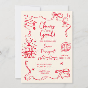 Whimsical Doodle Graduation Party Einladung