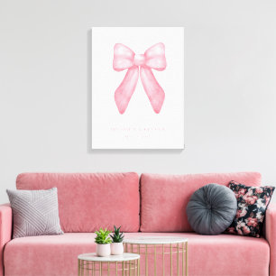 Whimsical Doodle Pink Bow Hochzeit Leinwanddruck