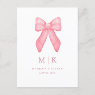 Whimsical Doodle Pink Bow Hochzeit Postkarte